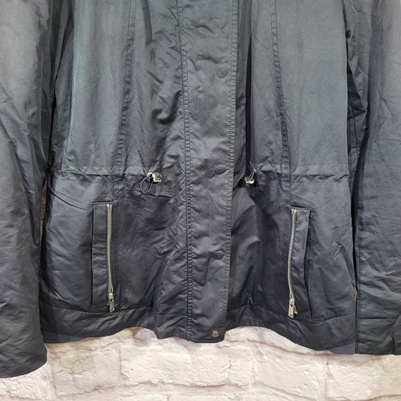 Zara Navy Blue Zip & Button Front Windbreaker Jacket - Picture 3 of 16